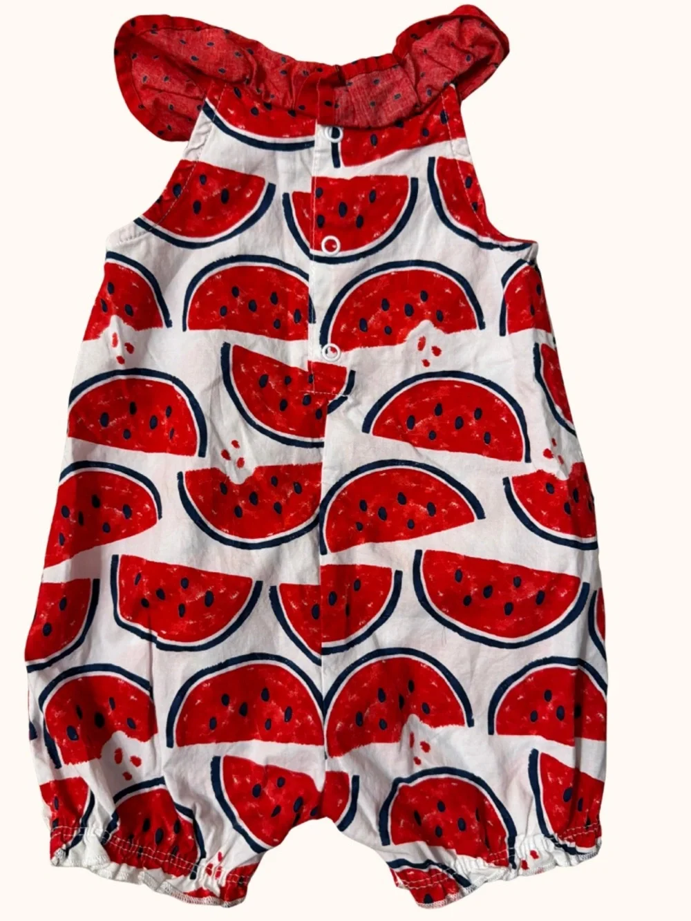 Carter's Watermelon Print Romper - Red & White